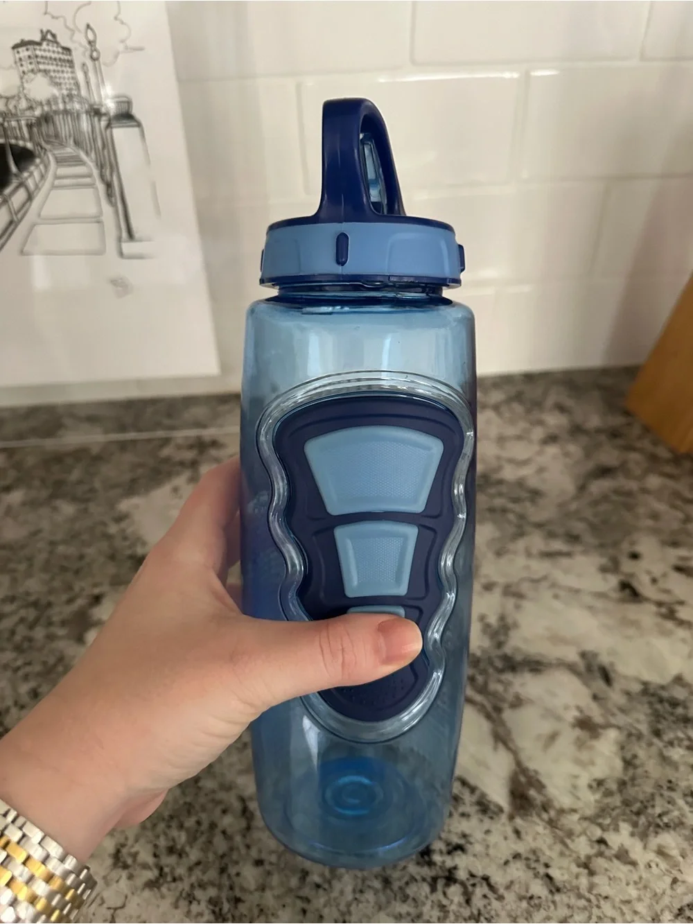 Blue BPA-Free Sports Water Bottle with Flip-Top Lid